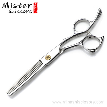 Mirror polish tension screw V-tooth hair thinning scissors
